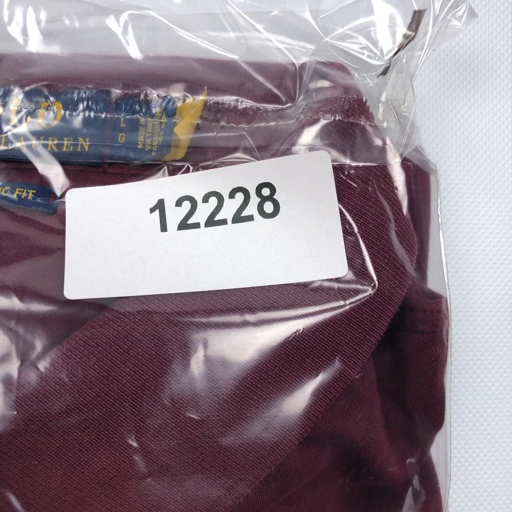 Polo Ralph Lauren Mens Large Classic Fit Short Sleeve Polo Shirt Burgundy Maroon